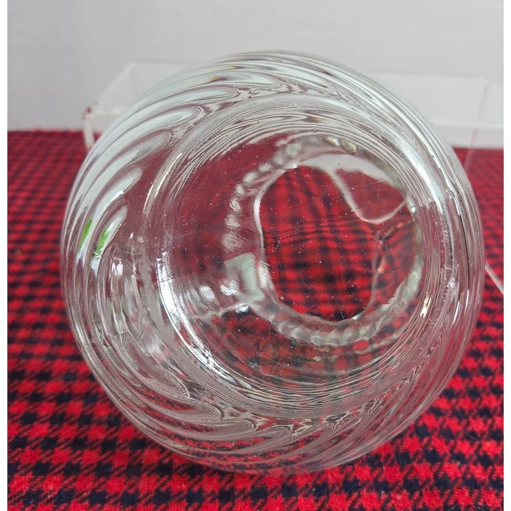 Vintage Anchor Hocking Manhattan Pattern Clear Glass Tilted Ball Pitcher 40 oz